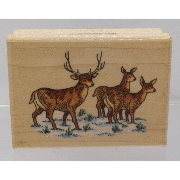 Whitetail Deer Stamp- Stampendous ©1996 VTG Buck & 2 Doe Wildlife - Picture 1 of 2